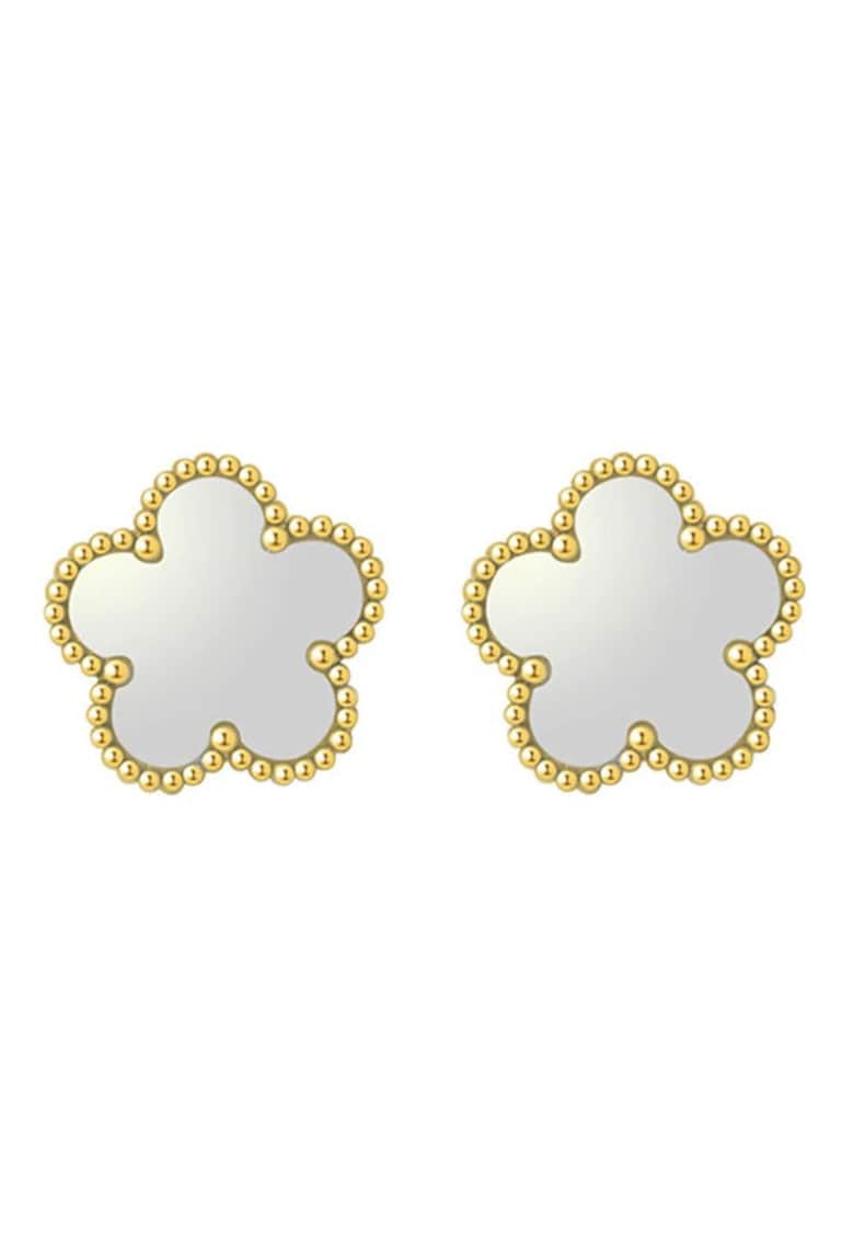 Cercei aurii - din otel inoxidabil - suflati cu aur 18k - forma de floricele - Adelisse C3