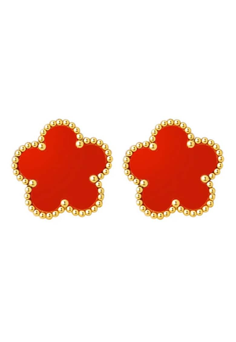 Cercei aurii - din otel inoxidabil - suflati cu aur 18k - forma de floricele - Almera C3