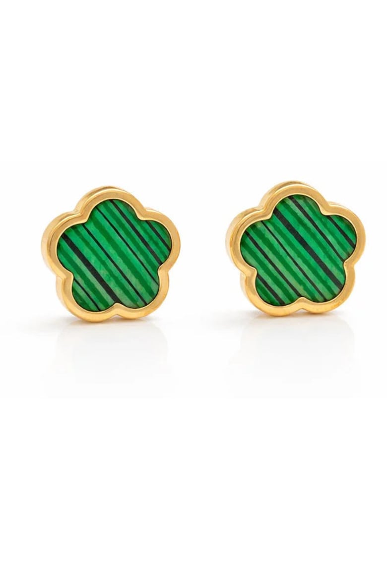 Cercei aurii - din otel inoxidabil - suflati cu aur 18k - forma de floricele - Arlina C3