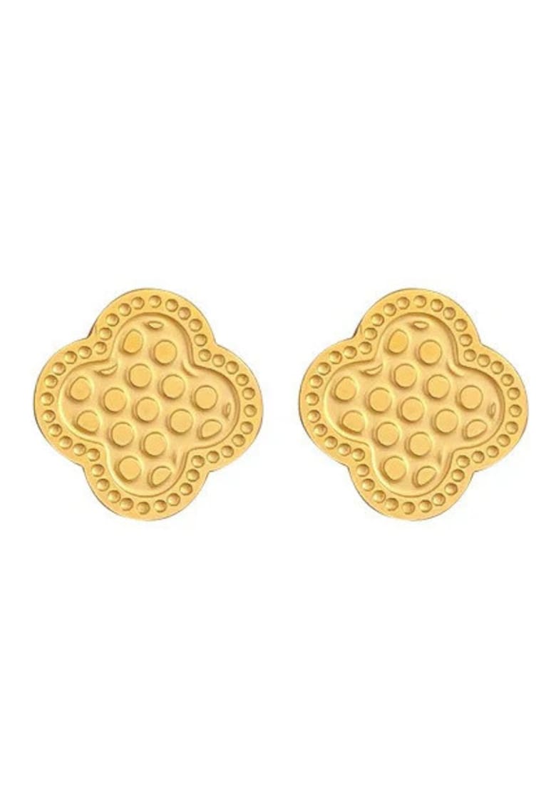 Cercei aurii - din otel inoxidabil - suflati cu aur 18k - forma de trifoi - Clarisse C3