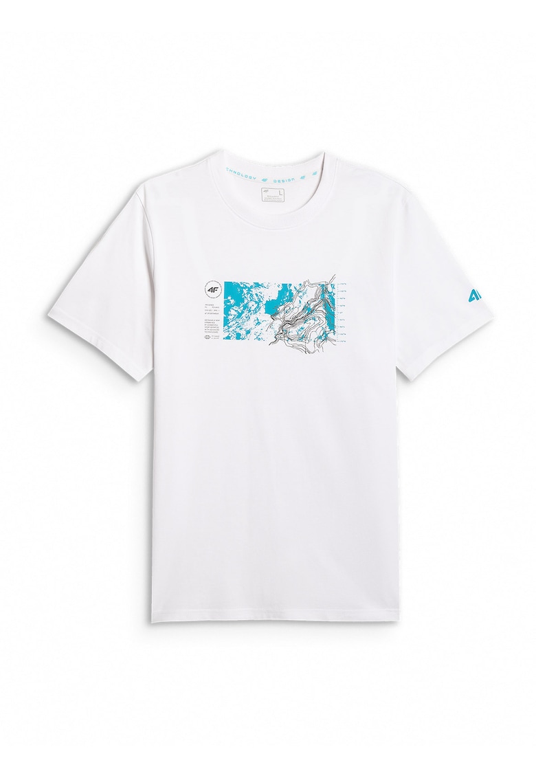 Tricou barbati - regular - imprimeu - alb - bumbac