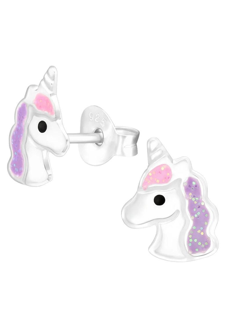 Cercei Pentru Copii cu Unicorn din Argint 925 - inchidere cu fluturas - tip surub