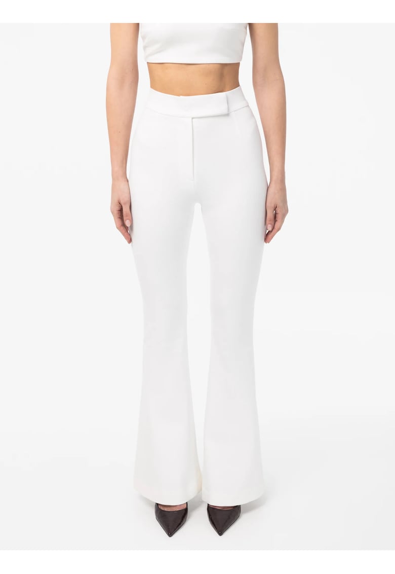 Pantaloni evazati slim fit Vanya - Alb