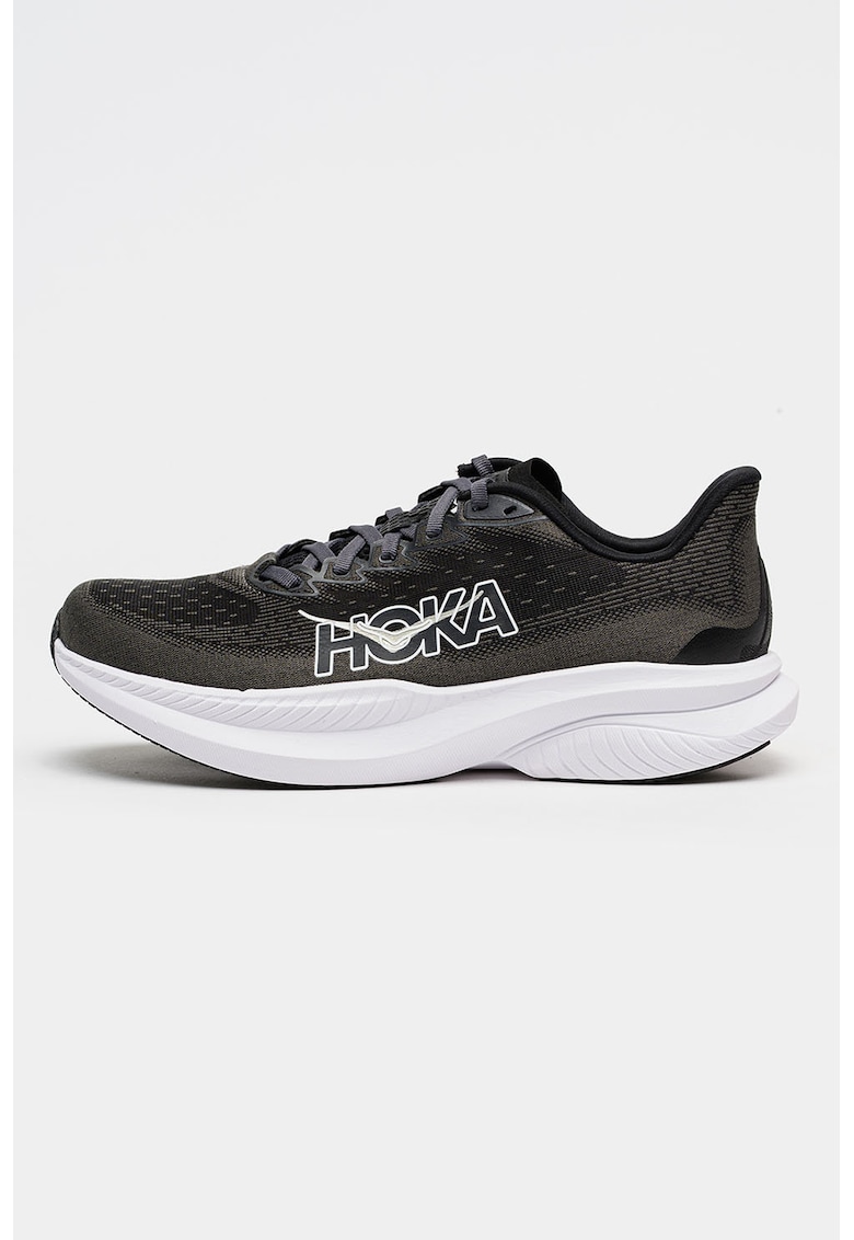 Pantofi Mach 6 din material textil cu logo pentru alergare - Negru stins