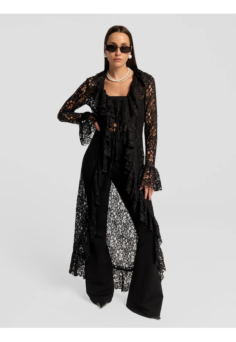 Cardigan din dantela Leya - Negru