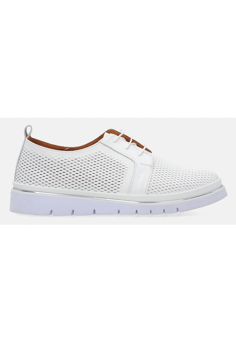 Pantofi sport din piele perforata - Alb