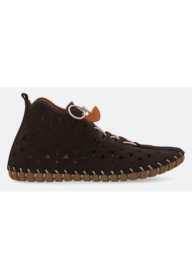 Pantofi casual din piele intoarsa cu perforatii