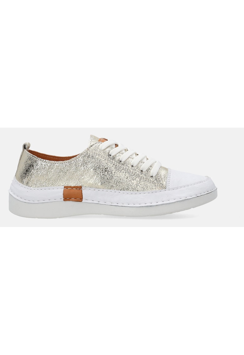 Pantofi sport din piele naturala cu aspect metalizat - Auriu