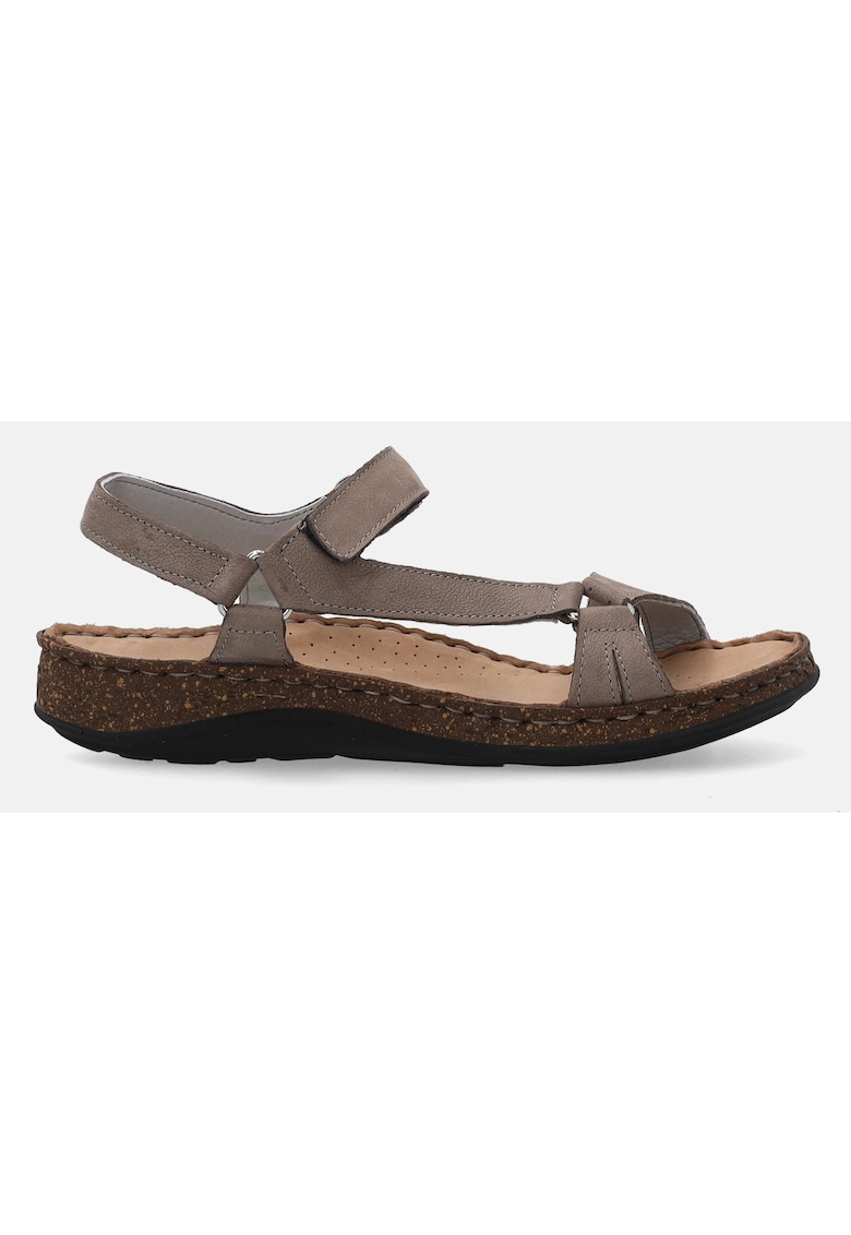 Sandale din piele cu velcro - Maro