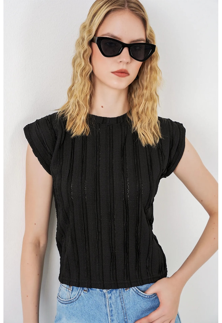Bluza casual - regular fit - negru - jerseu - fara inchidere