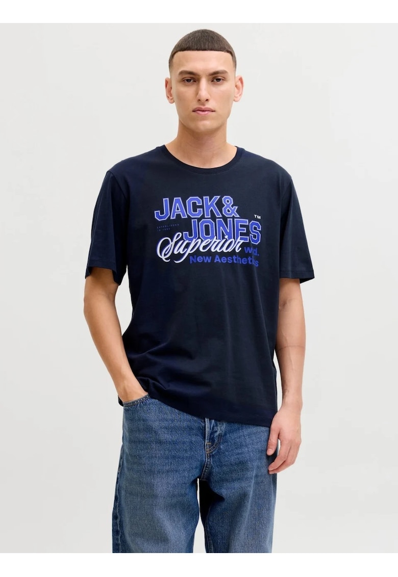 Tricou cu decolteu la baza gatului - barbati - Standard fit - Bleumarin inchis -