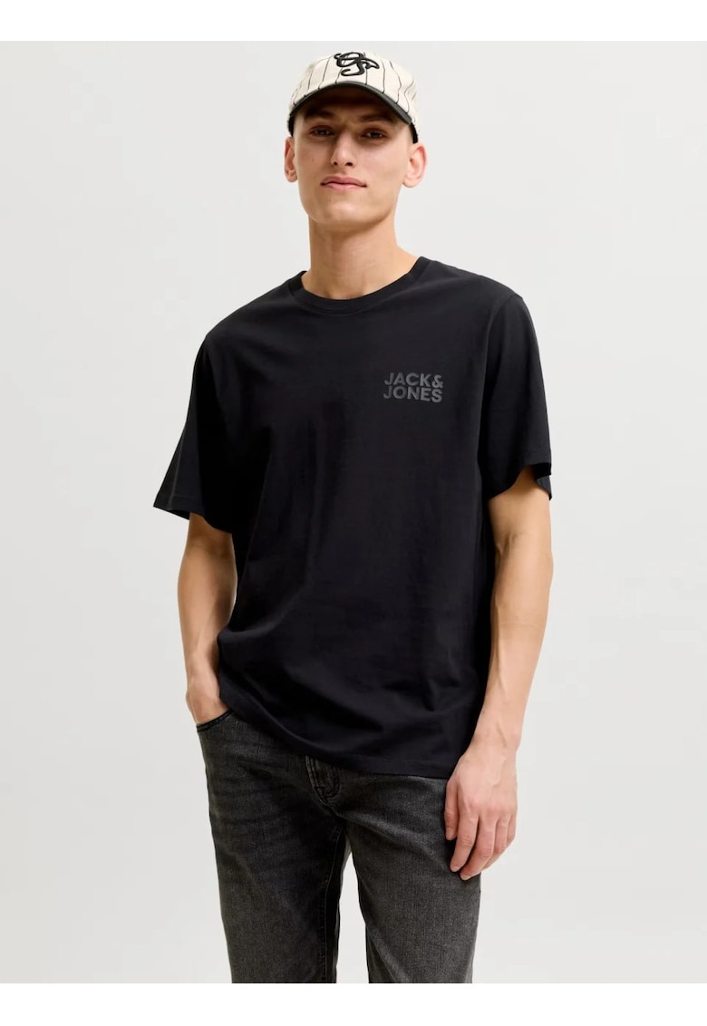 Tricou simplu - barbati - din 100% bumbac - cu logo - Negru -
