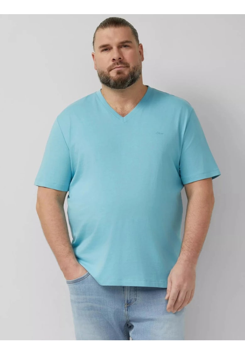 Big Sizes Tricou barbati big sizes cu anchior - din bumbac - Regular fit - Albastru deschis