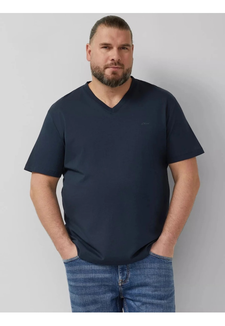 Big Sizes Tricou barbati big sizes cu anchior - din bumbac - Regular fit - Bleumarin inchis
