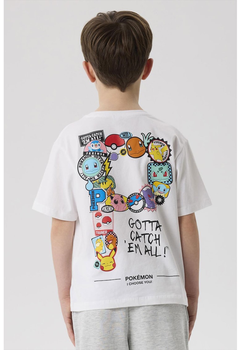 Tricou din bumbac cu imprimeu grafic - Alb optic/Multicolor