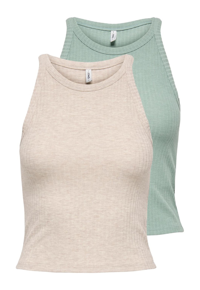 Set de top-uri - 2 piese - Verde deschis/Bej deschis
