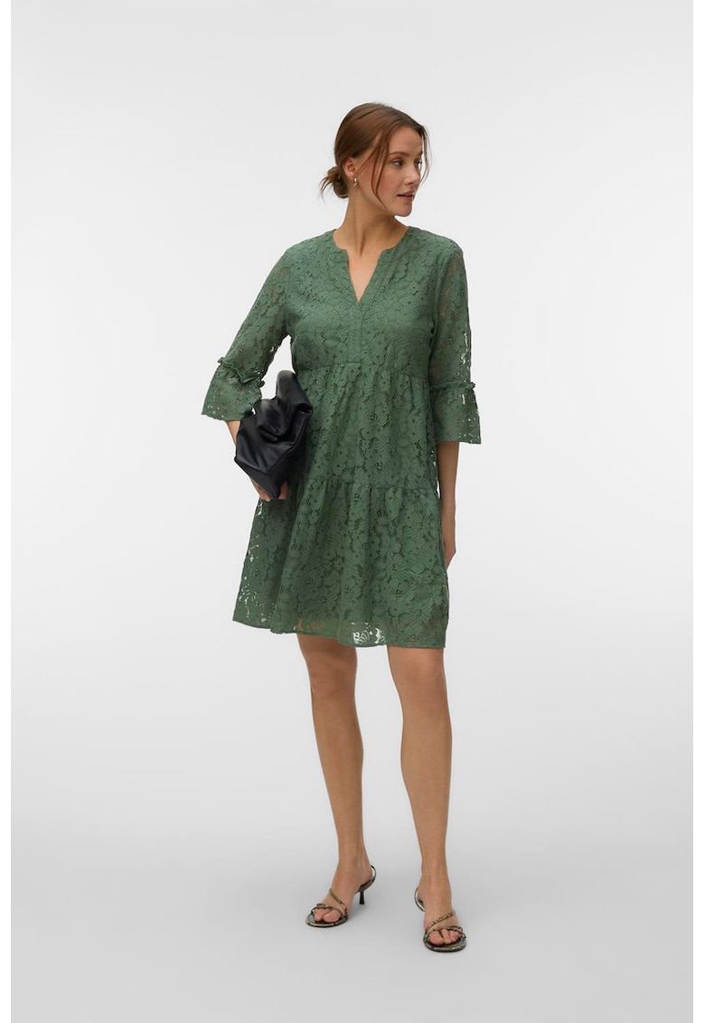 Rochie lejera cu maneci 3/4 Laurel - Verde feriga