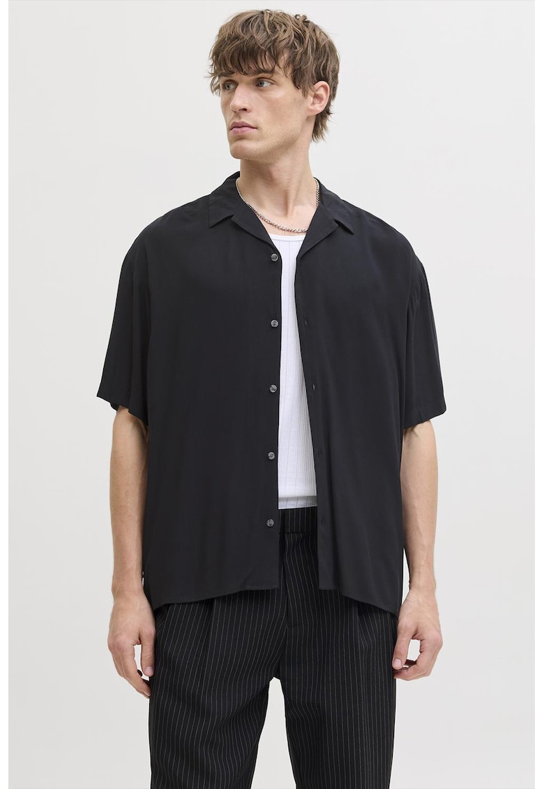 Camasa regular-fit cu maneci scurte - Negru