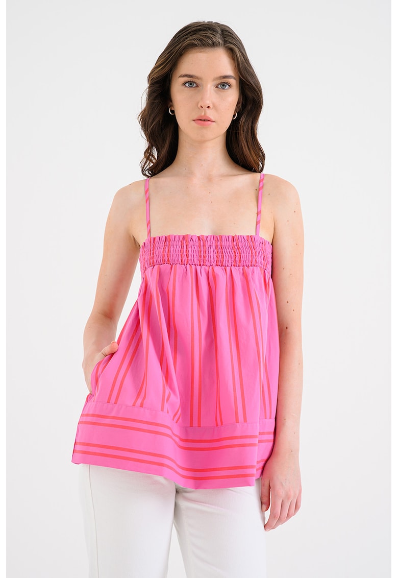 Top din amestec de bumbac organic cu dungi - Fucsia