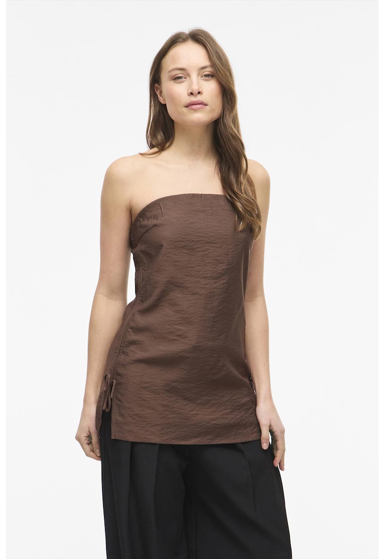Top cu snururi laterale Bandeau - Maro
