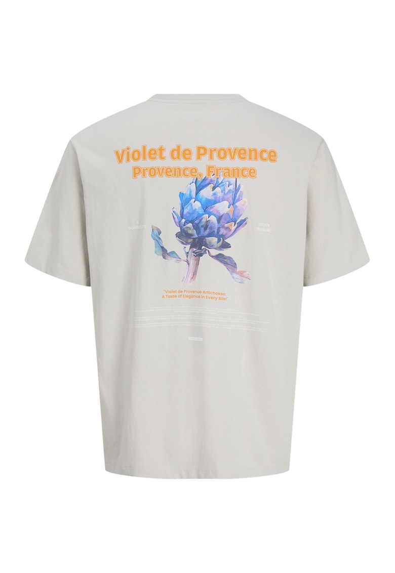 Tricou din bumbac cu imprimeu pe partea din spate - Gri pal