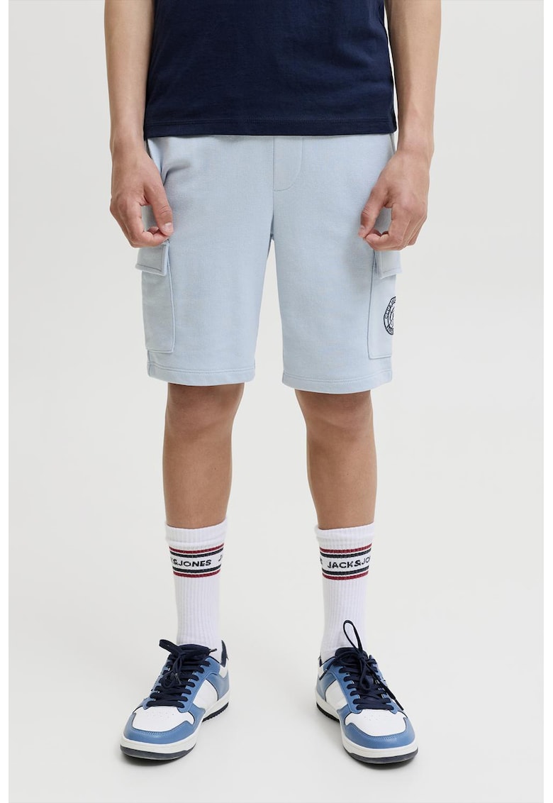 Pantaloni scurti cargo din amestec de bumbac - Albastru azur