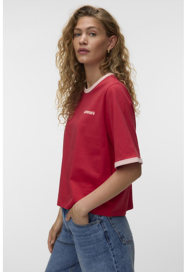 Tricou lejer cu maneci cazute - Rosu
