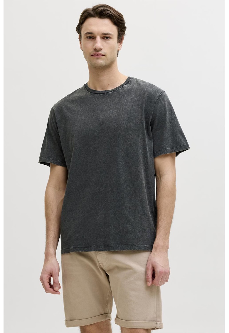 Tricou din bumbac cu model uni - Negru stins