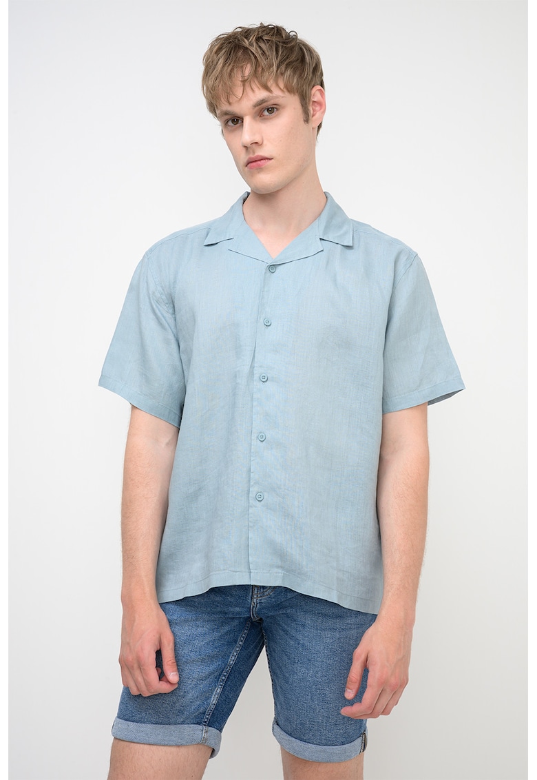 Camasa relaxed fit din in Flynn - Albastru prafuit