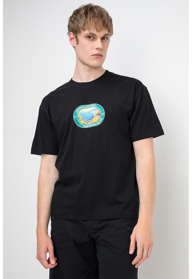 Tricou din bumbac organic Cassis - Negru/Verde englez