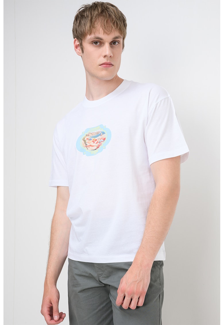 Tricou din bumbac organic Cassis - Albastru pastel/Alb optic