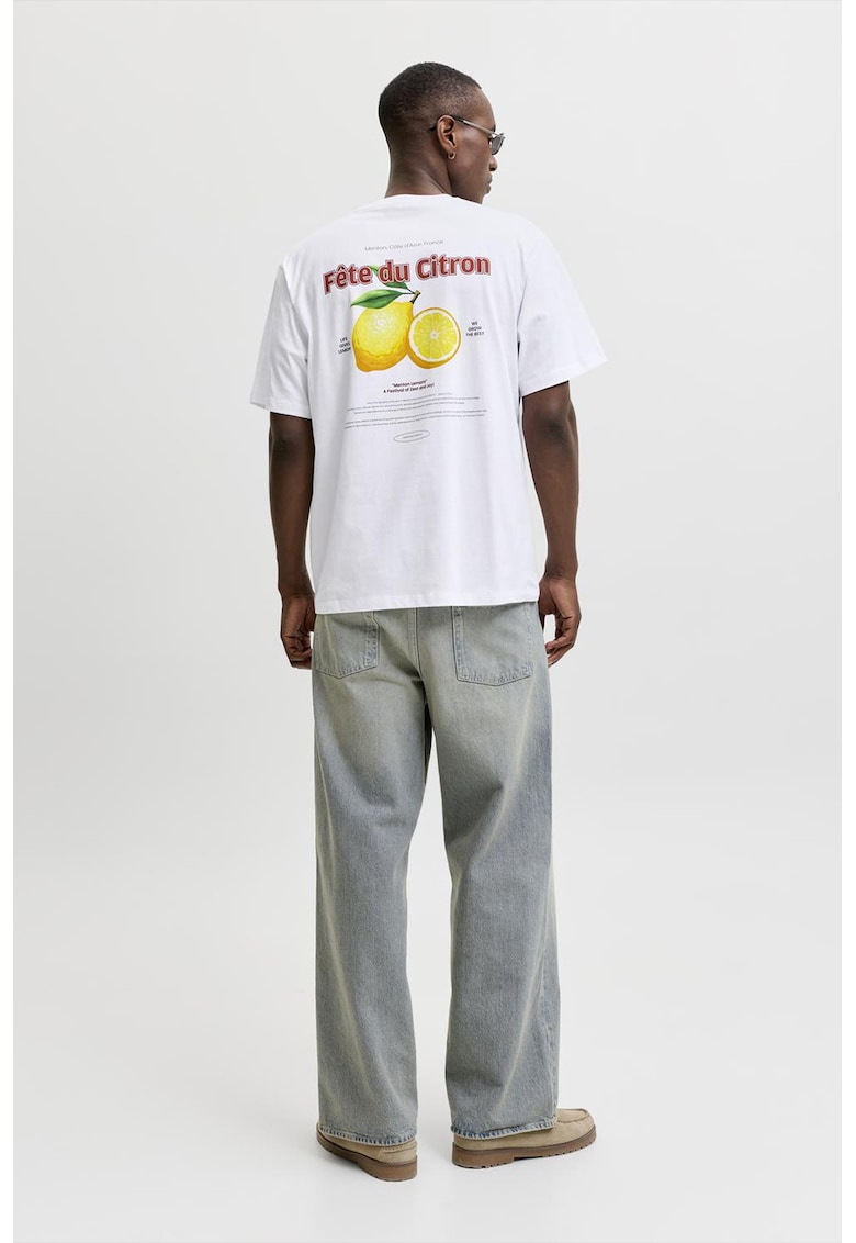 Tricou din bumbac cu imprimeu pe partea din spate - Galben/Alb optic