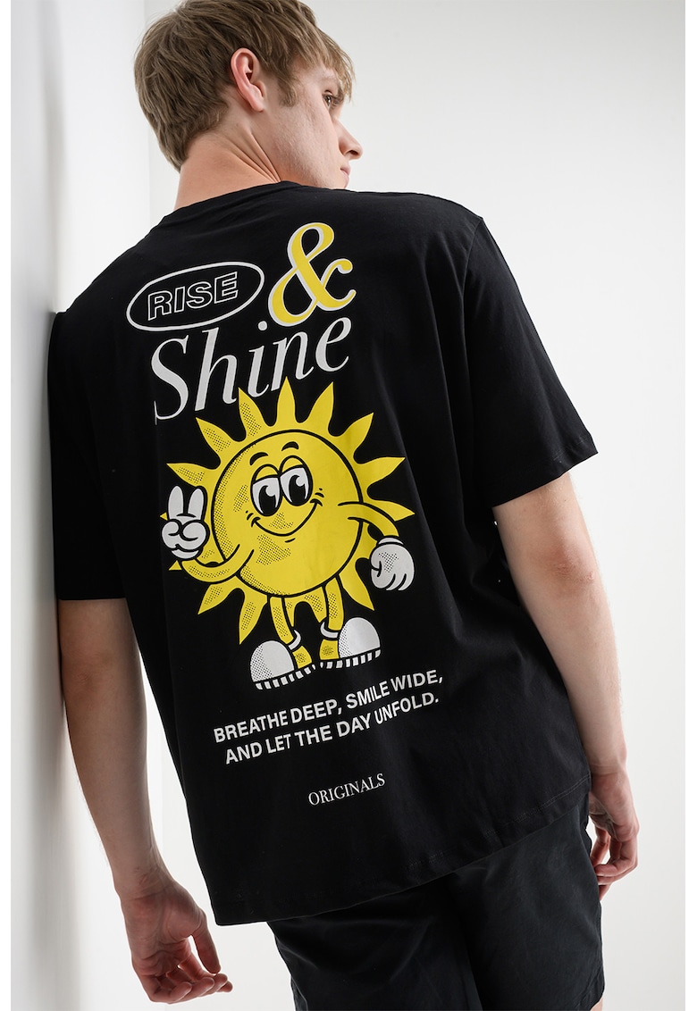 Tricou din bumbac organic Vintage Cartoon - Negru/Galben