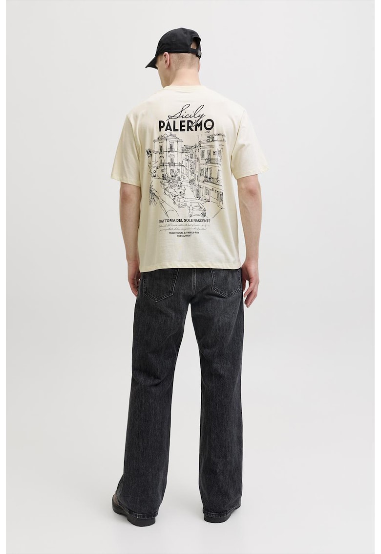 Tricou cu design grafic pe partea din spate - Crem