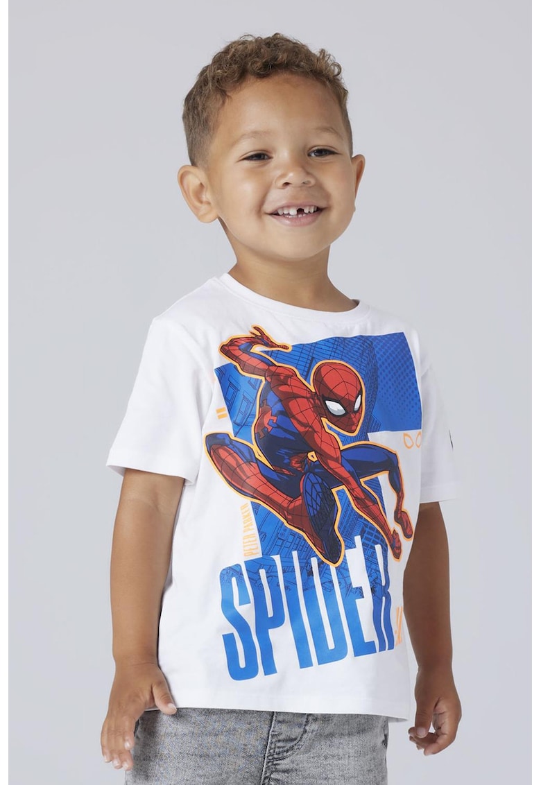 Tricou din amestec de bumbac organic - Alb optic/Albastru