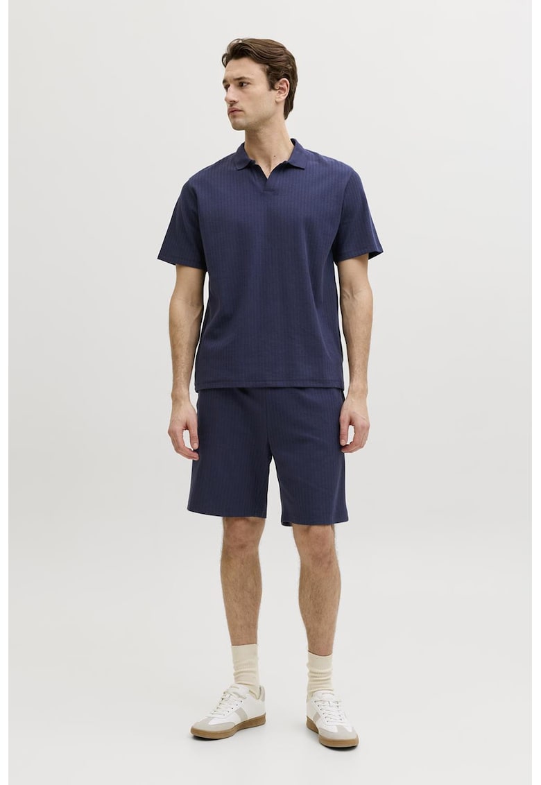 Tricou polo din amestec de bumbac - Bleumarin