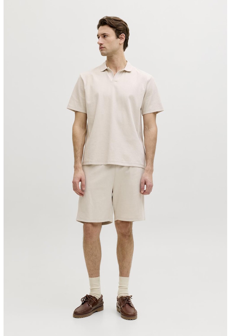 Tricou polo din amestec de bumbac - Bej sampanie