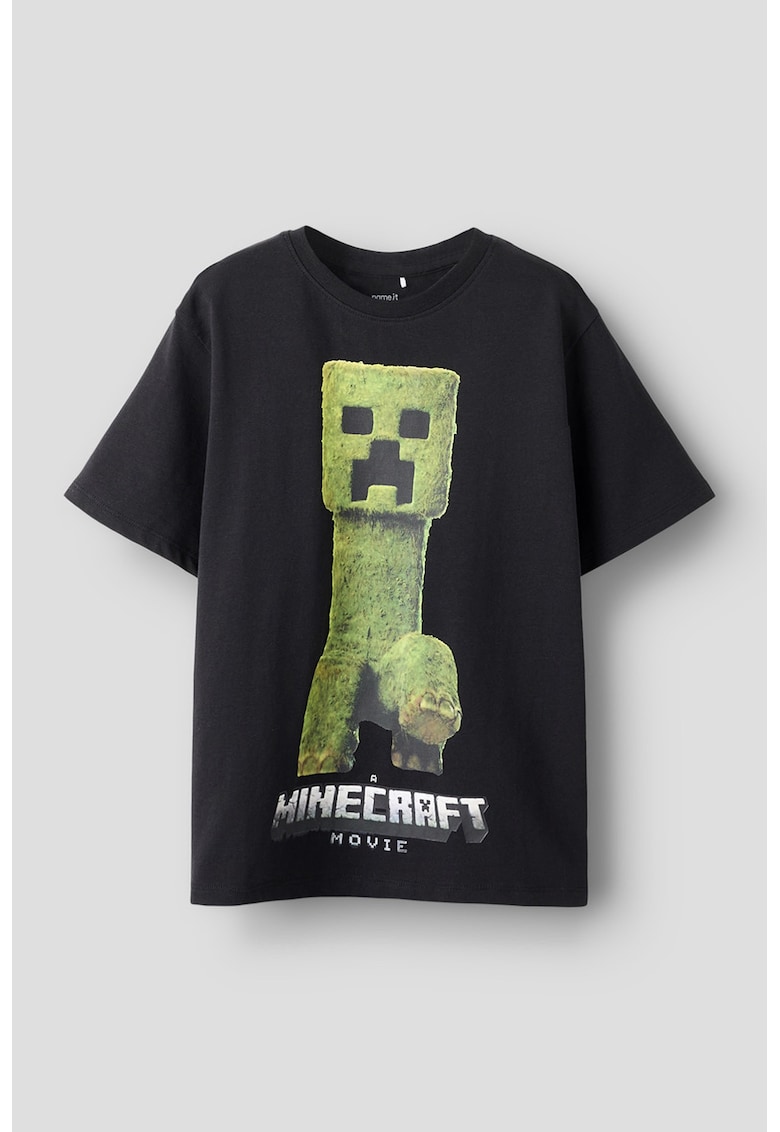Tricou cu imprimeu Minecraft - Negru/Verde fistic