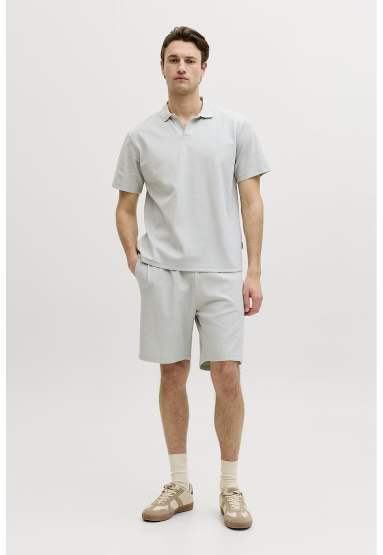 Tricou polo din amestec de bumbac - Gri marmorat