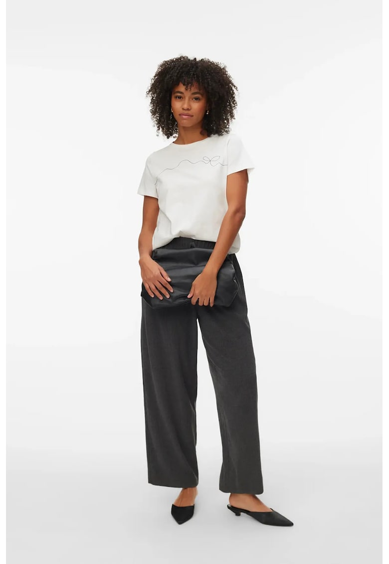 Tricou din bumbac organic si imprimeu pe piept - Alb