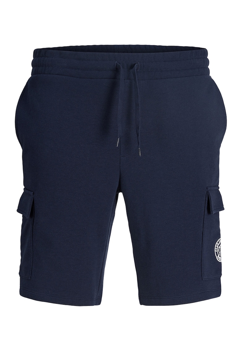 Pantaloni scurti cargo din amestec de bumbac - Bleumarin