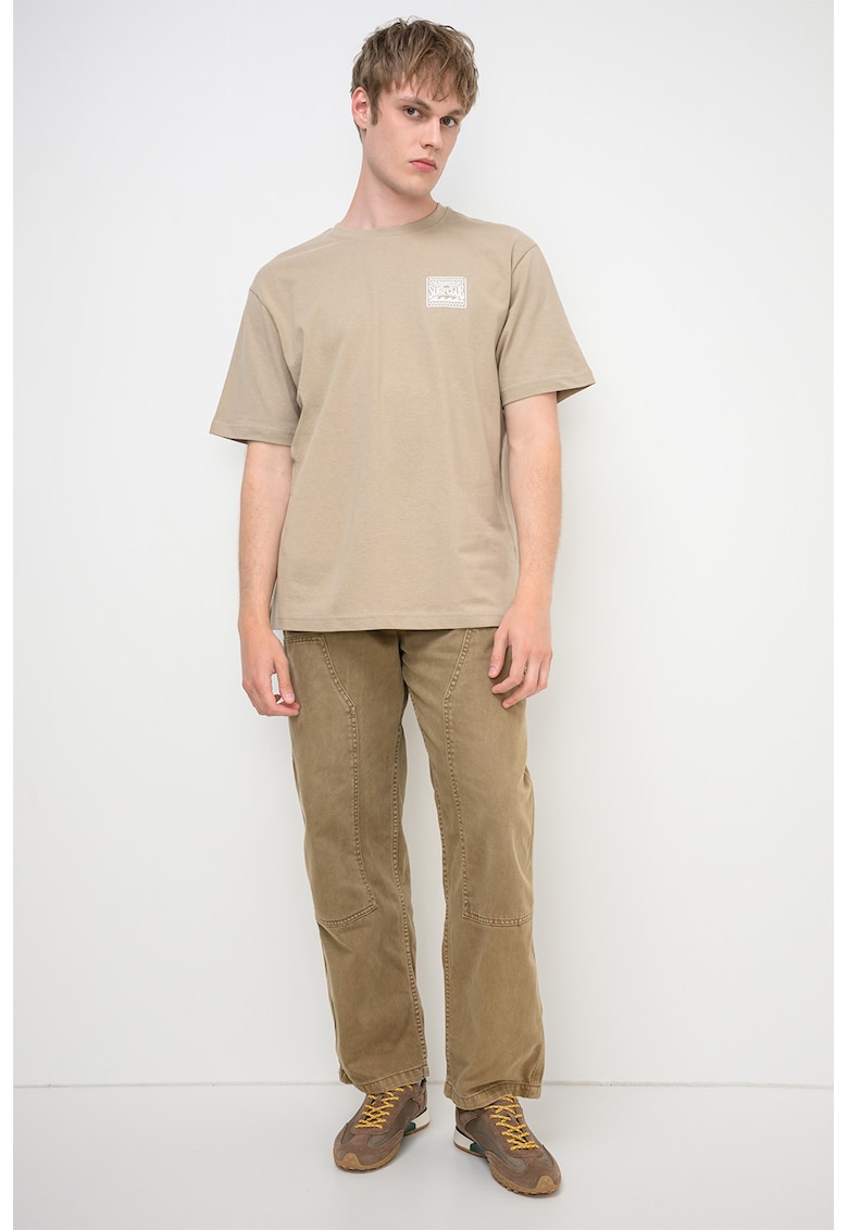 Tricou lejer din bumbac Milo - Kaki/Alb optic
