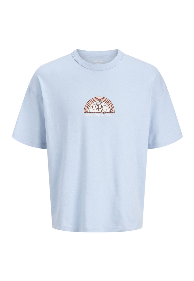 Tricou din bumbac Côte d'Azur - Maro cognac/Albastru deschis