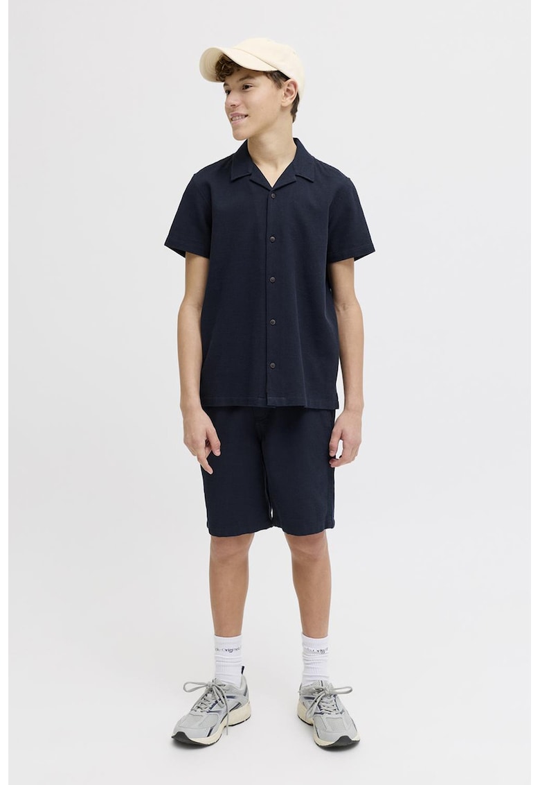 Pantaloni scurti din bumbac texturat - Albastru ultramarin