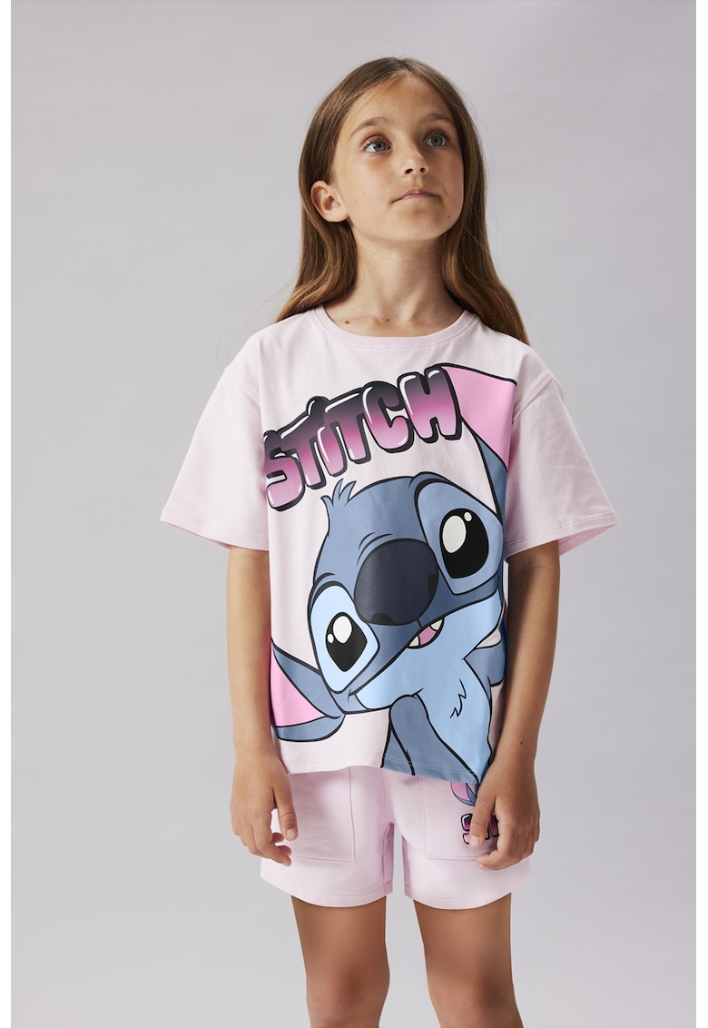 Pantaloni scurti din amestec de bumbac cu imprimeu desene animate - Roz pastel