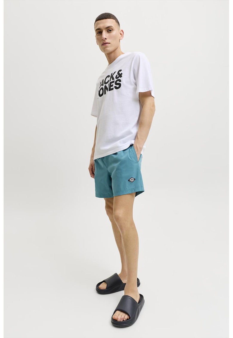 Pantaloni scurti de baie cu snur in talie - Albastru aquamarin