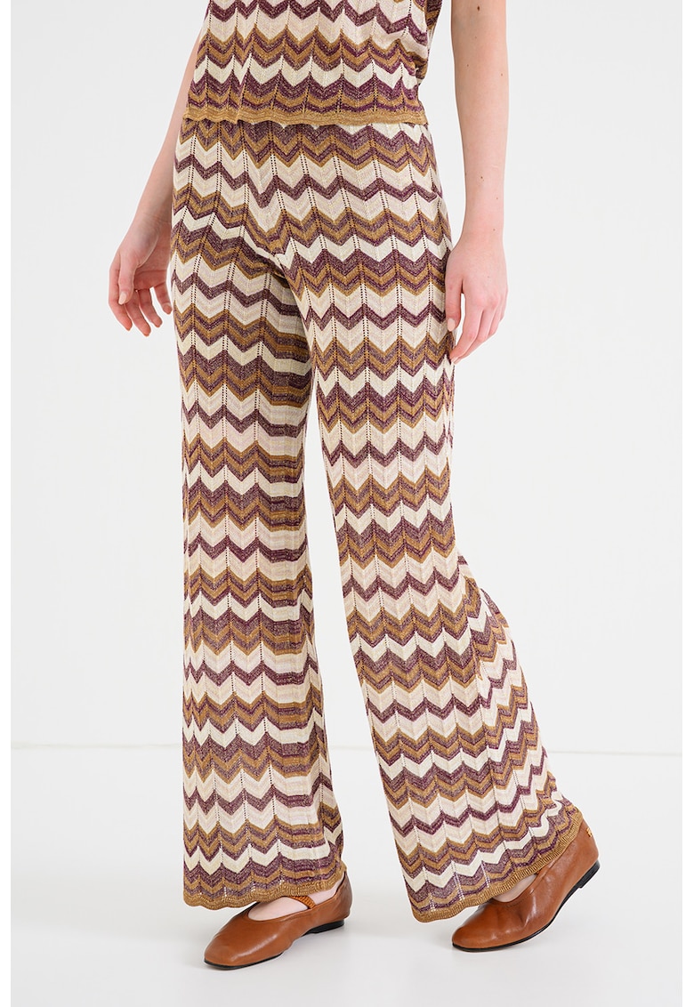 Pantaloni cu model si talie inalta - Multicolor