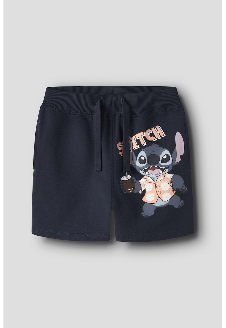 Bermude cu imprimeu Stitch - Albastru ultramarin/Portocaliu deschis