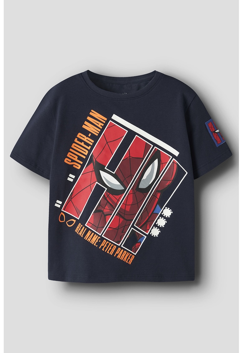 Tricou din amestec de bumbac organic - Rosu/Albastru ultramarin