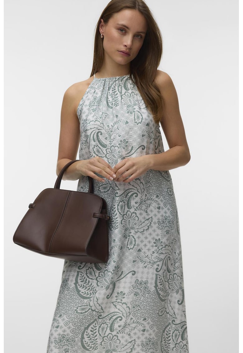 Rochie dreapta cu model - Gri deschis/Gri verzui